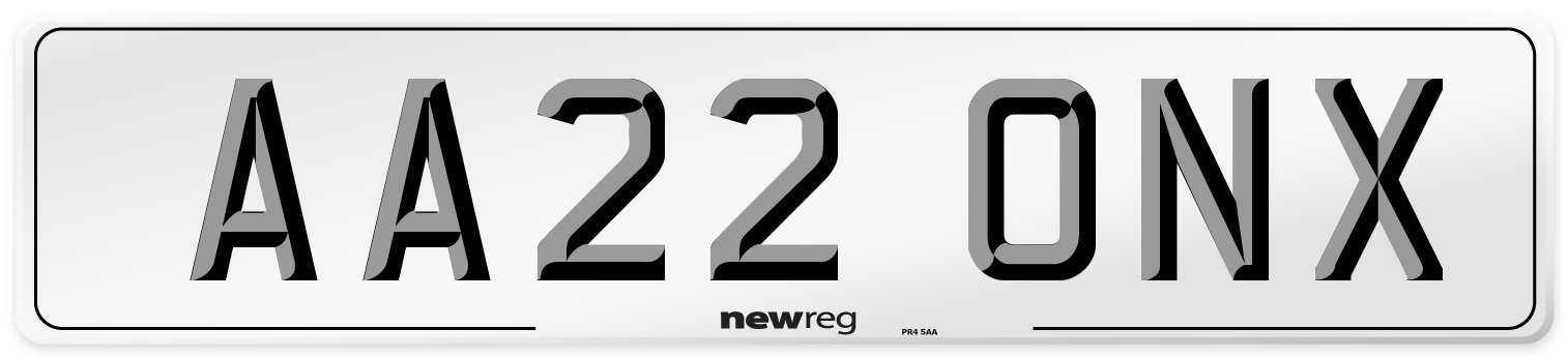 AA22 ONX Number Plate from New Reg